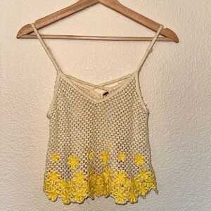 Free People Yellow and Buttercup Crochet Women’s Top
